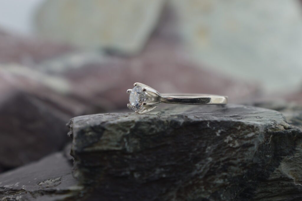 (Size J/US 5) 1 of 1 5mm Cubic Zirconia/Silver 6 prong Solitaire Ring