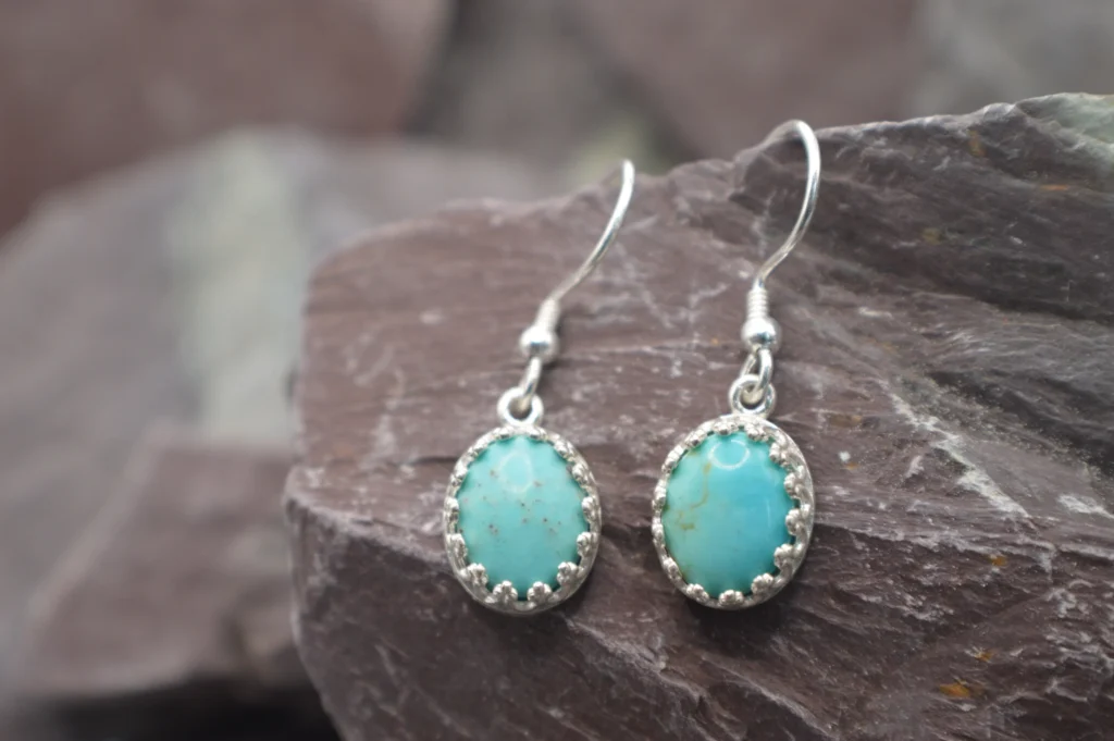 'Lagoon' Chinese turquoise earrings 925 Silver