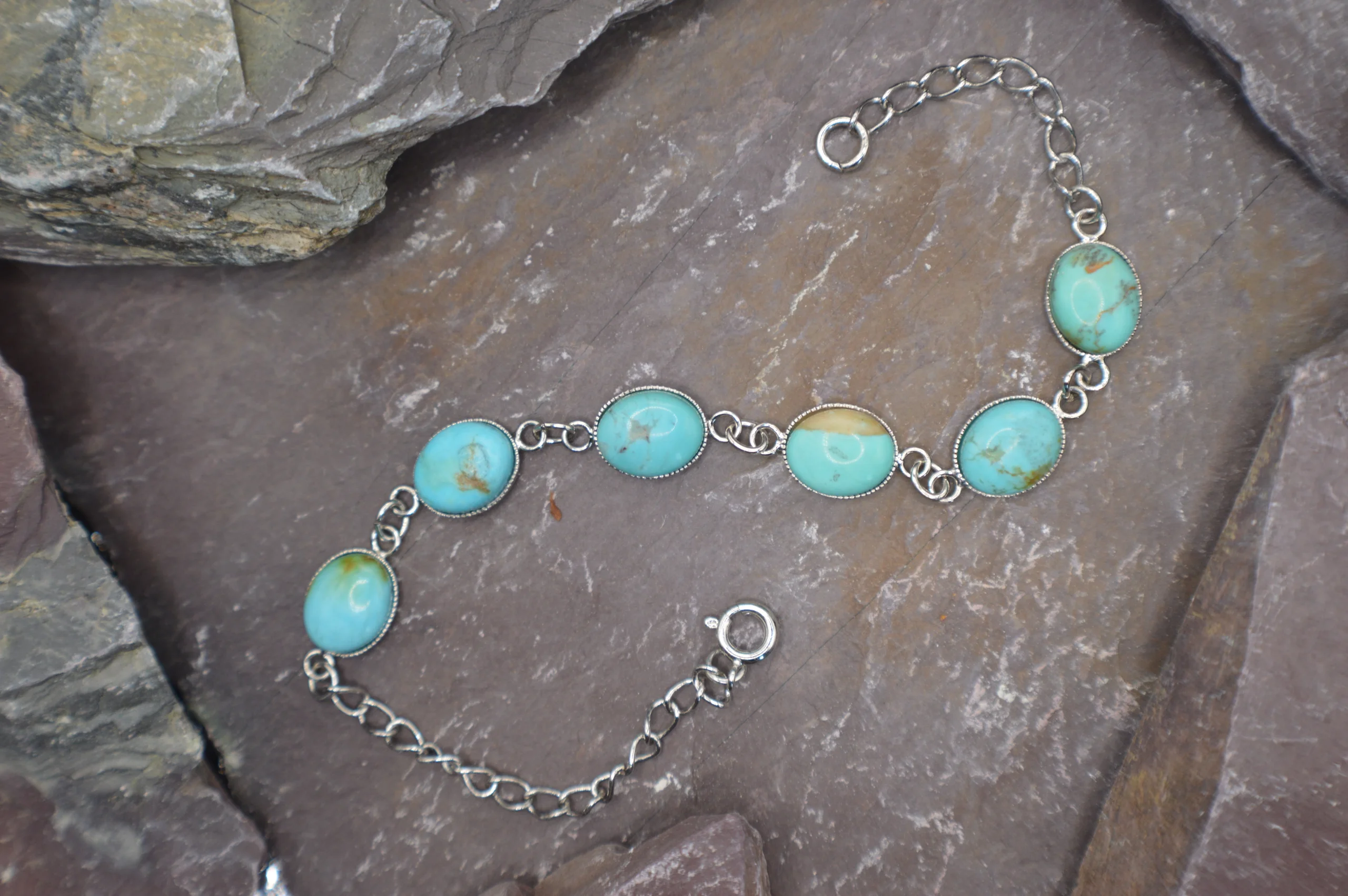 'Cyan' Chinese Turquoise Bracelet (Size: 8in M/L) - Image 3