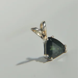 ‘Olive’ Green Tourmaline/ 925 Sterling Silver mount + chain