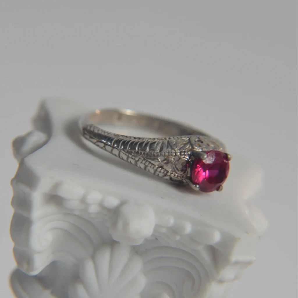‘Raspberry Nightshade’ Ruby/925 Sterling Silver Ring UK Size O/ US 7