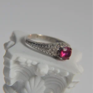 ‘Raspberry Nightshade’ Ruby/925 Sterling Silver Ring UK Size O/ US 7