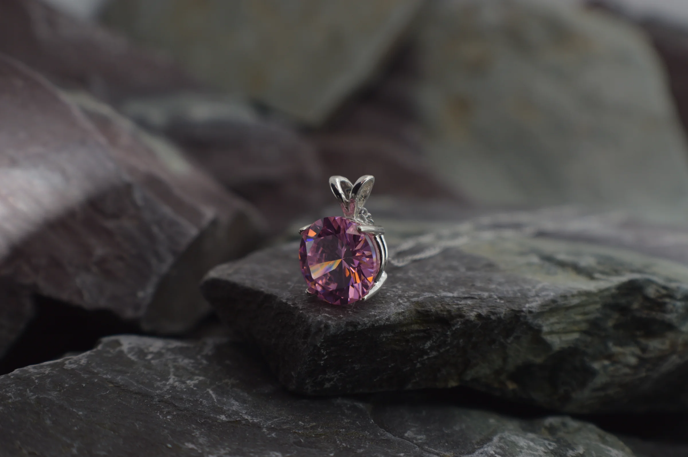 1 of 1 "Rose" Cubic Zirconia/925 Silver Pendant - Image 2