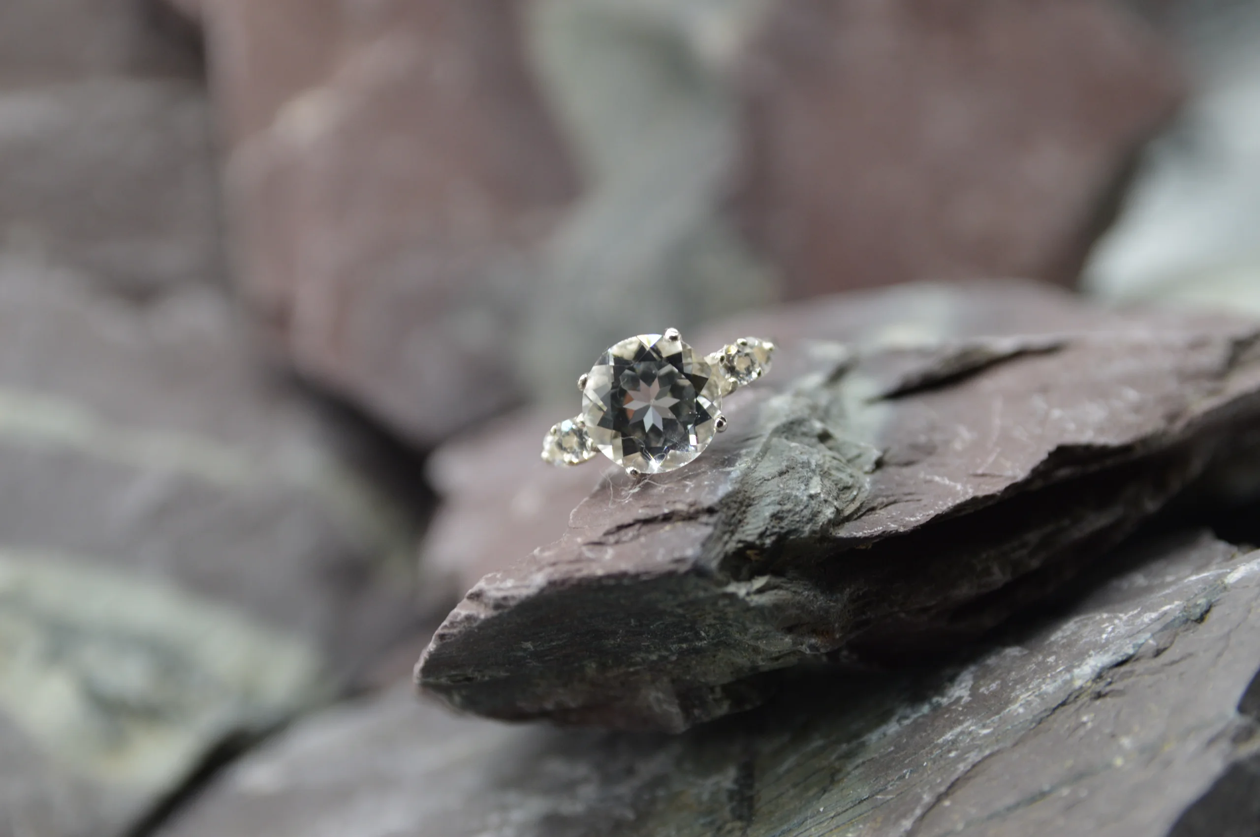 1 of 1 'Snowflake' white topaz/sterling silver UK size O/ US 7