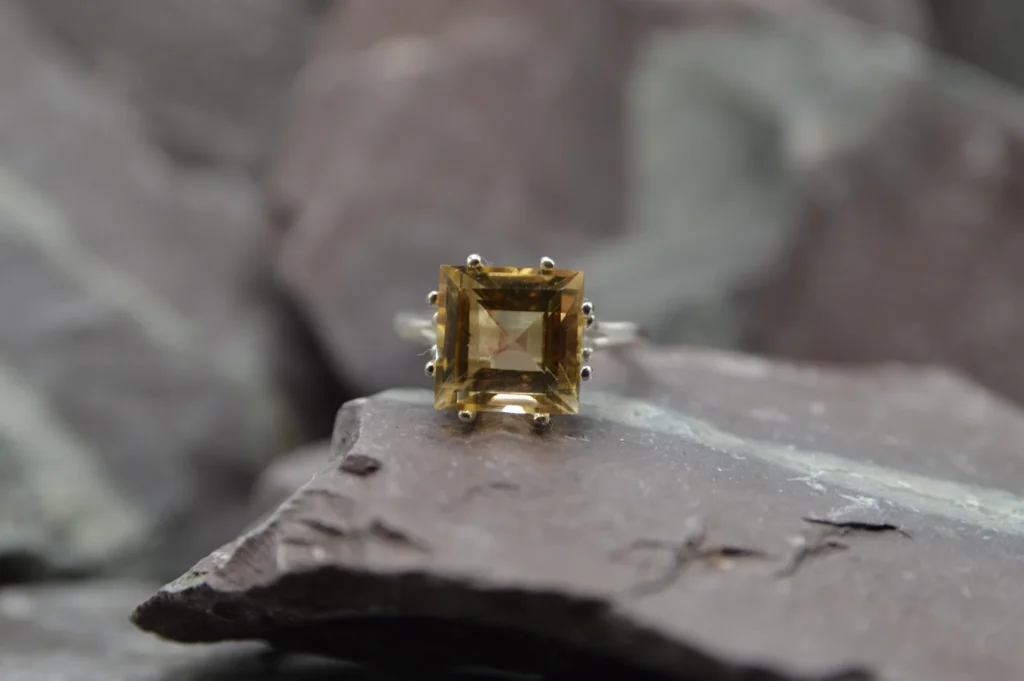 1 of 1 'Square' ring Citrine/Sterling Silver Size O/US 7